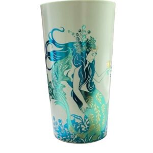 Starbucks 2022 Teal Blue Green Gold Metallic Siren Mermaid Ceramic Tumbler